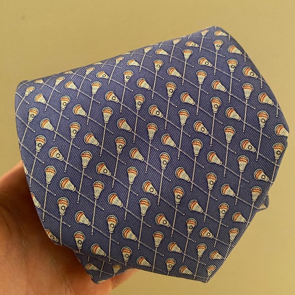 Blue Lacrosse Pattern Tie - Picture 1 of 5